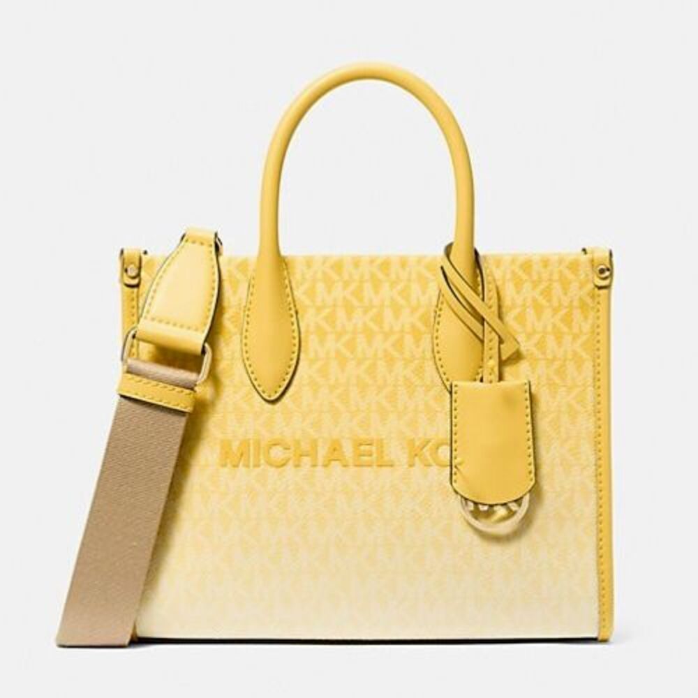 New Michael Kors Mirella Small Ombré Signature Logo Crossbody Bag Daisy Yellow